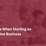 red and white title graphic "5 Tips WHen Starting an Online Business"