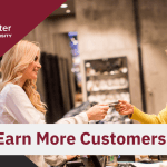 red and black blog and title graphic "How to Earn More Customers"