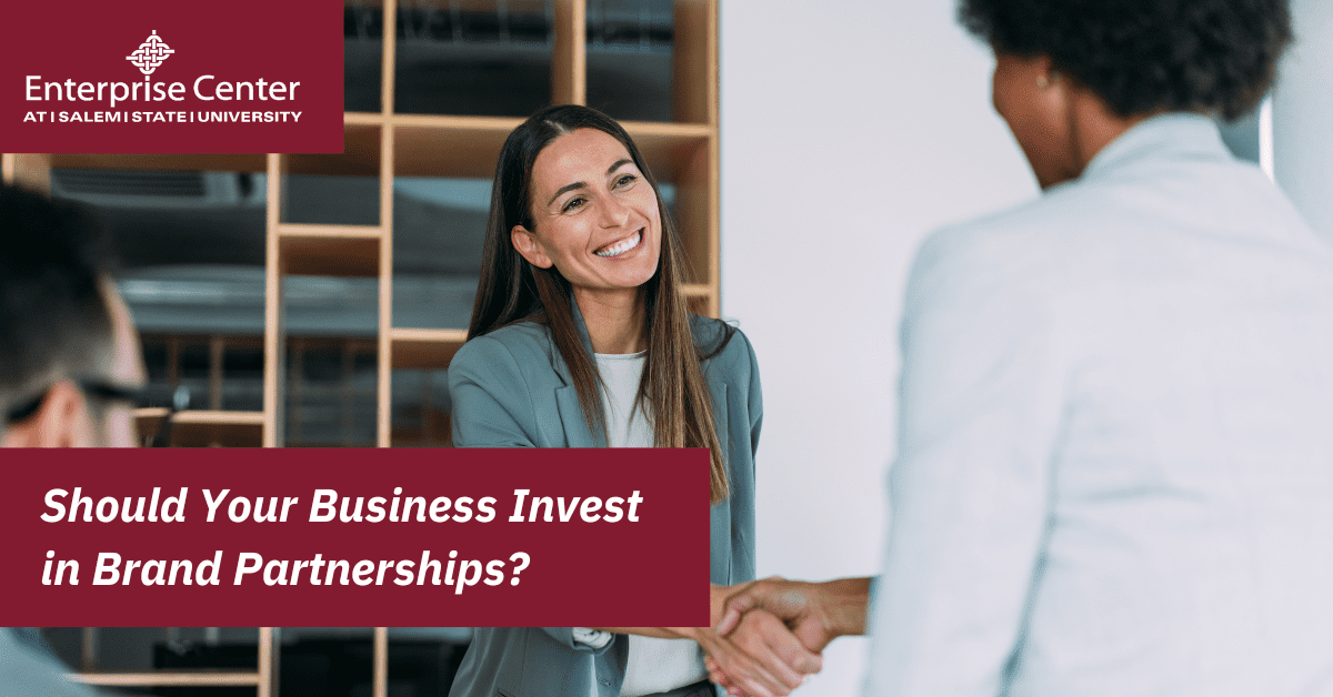 Red + White Blog Title Graphic "Should Your Business Invest in Brand Partnerships?"