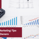 Red + White Blog Title Graphic "Low Budget Marketing Tips for Business Owners"